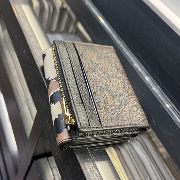 coach Card Holder Wallet With Leopard Print And Signature Canvas CCL99 IMYFB - Picture 2 of 7